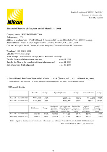 Thumbnail Nikon Financial Statement fy2008