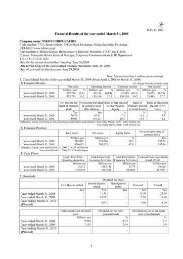 Thumbnail Nikon Financial Statement fy2009