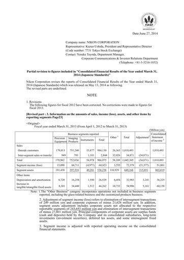 Thumbnail Nikon Financial Statement fy2014