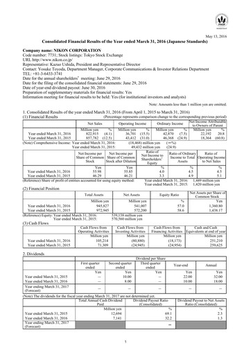 Thumbnail Nikon Financial Statement fy2016