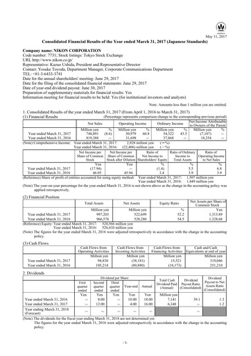 Thumbnail Nikon Financial Statement fy2017