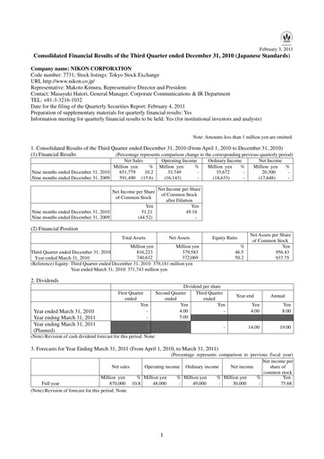 Thumbnail Nikon Quarterly Report 2011-q3