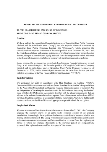 Thumbnail Krungthai Card Financial Statement 2021