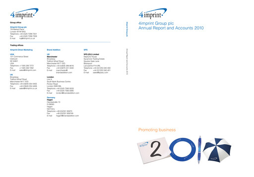 Thumbnail 4imprint Group Annual Report 2010