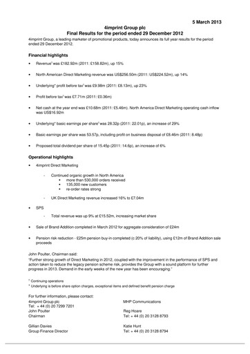 Thumbnail 4imprint Group Financial Report 2012
