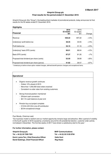Thumbnail 4imprint Group Financial Report 2016