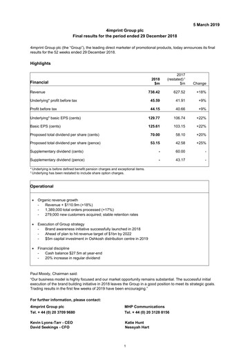 Thumbnail 4imprint Group Financial Report 2018