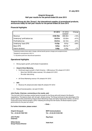 Thumbnail 4imprint Group Half-year Report 2013-h1