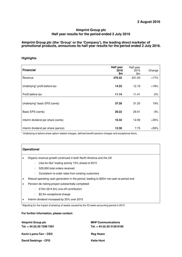 Thumbnail 4imprint Group Half-year Report 2016-h1