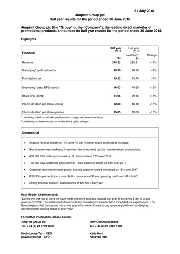 Thumbnail 4imprint Group Half-year Report 2018-h1