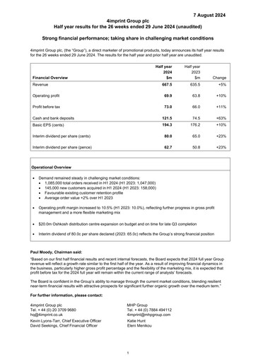 Thumbnail 4imprint Group Half-year Report 2024-h1