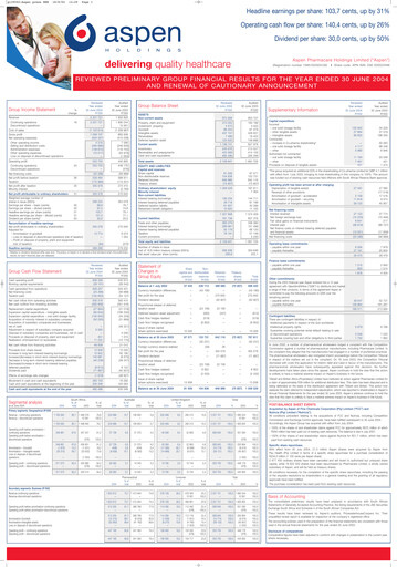 Vorschaubild Aspen Pharmacare Finanzmitteilung 2004