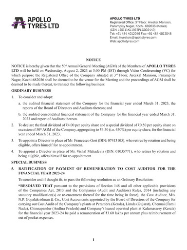 Thumbnail Apollo Tyres Annual Report 2022-2023