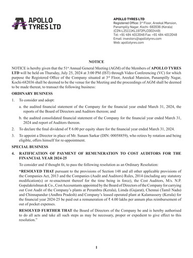 Thumbnail Apollo Tyres Annual Report 2023-2024