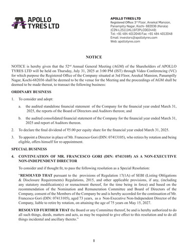 Thumbnail Apollo Tyres Annual Report 2024-2025