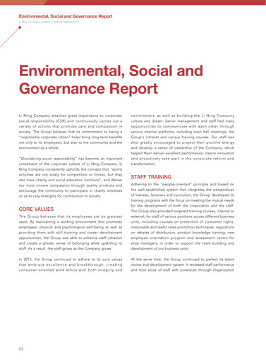 Miniature Li Ning Company Rapport ESG 2015