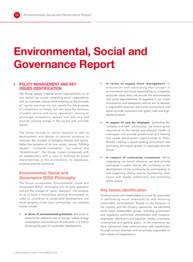 Miniature Li Ning Company Rapport ESG 2018