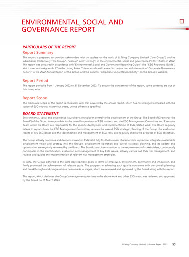 Miniature Li Ning Company Rapport ESG 2022