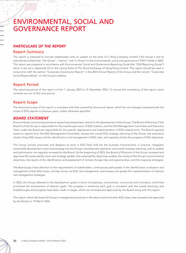 Miniature Li Ning Company Rapport ESG 2023