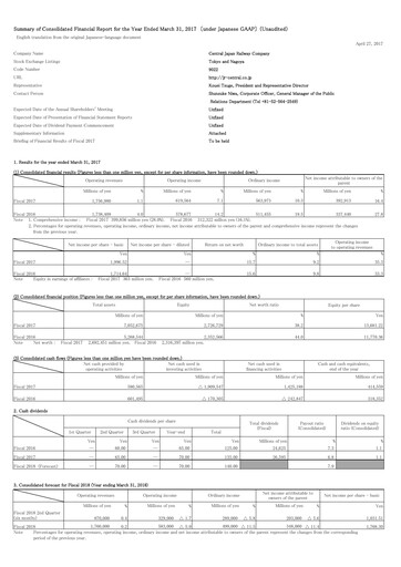 Thumbnail Central Japan Railway Financial Statement fy2017