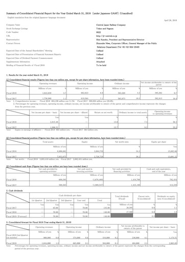 Thumbnail Central Japan Railway Financial Statement fy2018