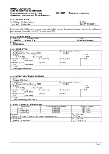 Vorschaubild Klabin Finanzmitteilung 2007