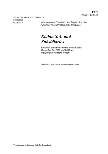 Vorschaubild Klabin Finanzmitteilung 2008