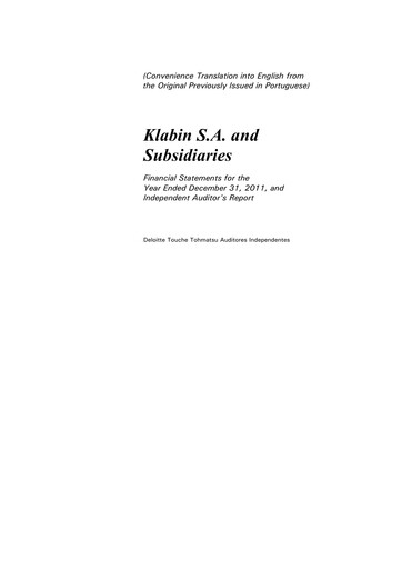 Vorschaubild Klabin Finanzmitteilung 2011