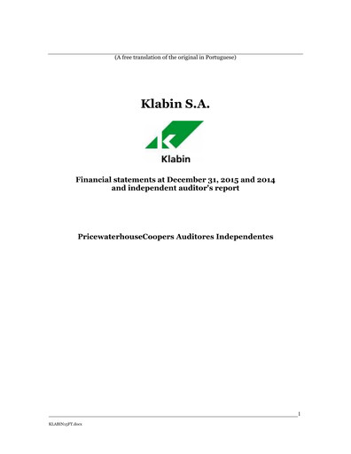 Vorschaubild Klabin Finanzmitteilung 2015