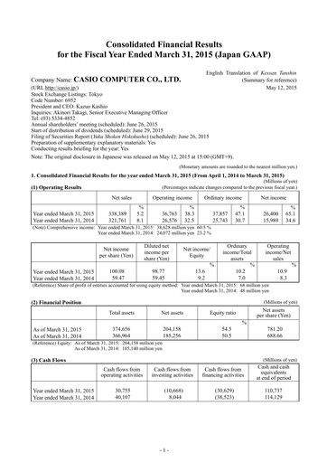 Thumbnail CASIO Financial Statement fy2015