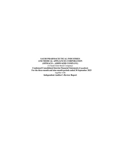 Miniature SPIMACO (Saudi Pharmaceutical Industries and Medical Appliances Corporation) Rapport trimestriel 2025-q3