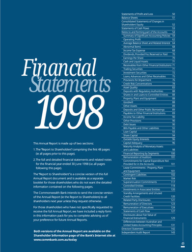 Thumbnail Commonwealth Bank Annual Report 1998