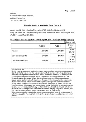 Thumbnail Astellas Pharma Financial Report fy2019