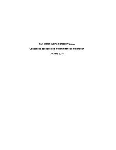 Thumbnail Gulf Warehousing Company Half-year Report 2014-h1