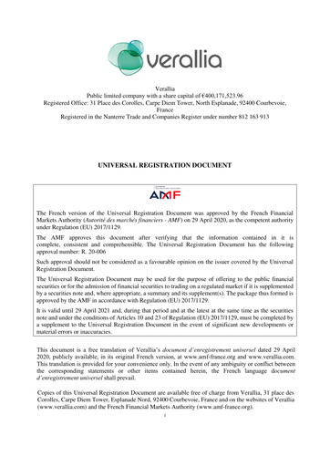 Thumbnail Verallia Universal Registration Document 2019