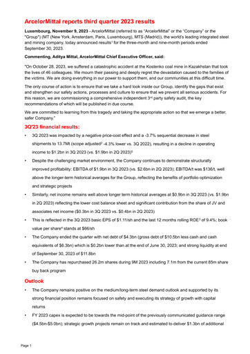 Thumbnail ArcelorMittal Quarterly Report 2023-q3