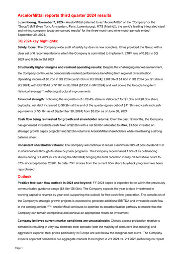 Thumbnail ArcelorMittal Quarterly Report 2024-q3