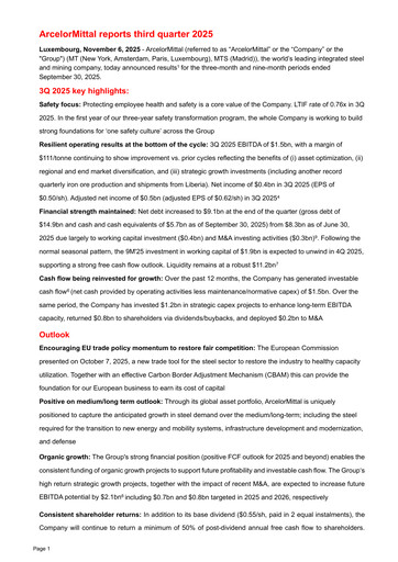 Thumbnail ArcelorMittal Quarterly Report 2025-q3