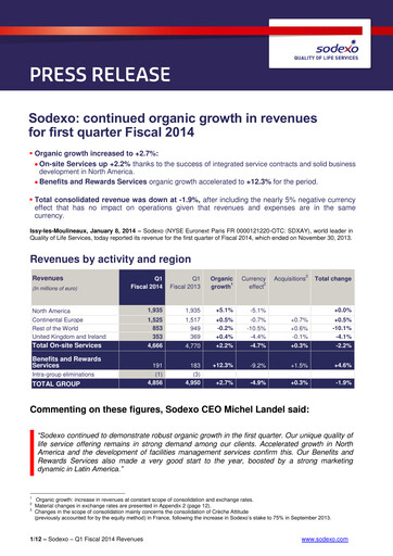 Miniature Sodexo Rapport trimestriel 2014-q1