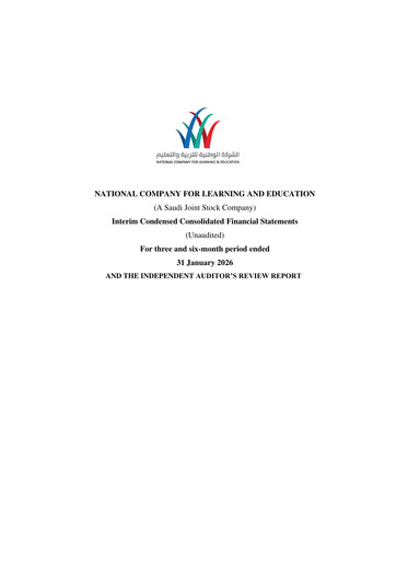 Miniature National Company for Learning and Education Bilan financier 2026-h1
