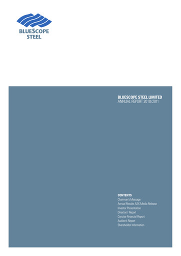 Miniature BlueScope Steel Rapport annuel 2010-2011