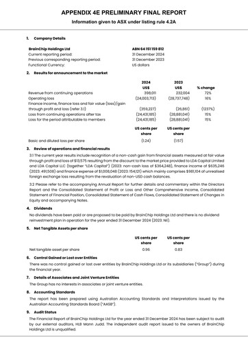 Thumbnail BrainChip Financial Report 2024