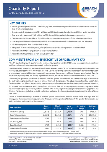 Thumbnail Beach Energy Quarterly Report 2016-q4