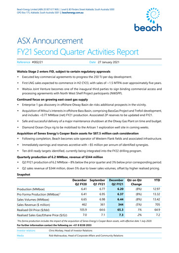 Thumbnail Beach Energy Quarterly Report 2021-q2