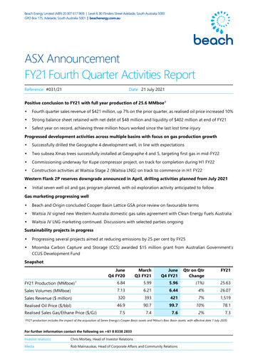 Thumbnail Beach Energy Quarterly Report 2021-q4