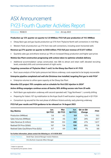 Thumbnail Beach Energy Quarterly Report 2023-q4