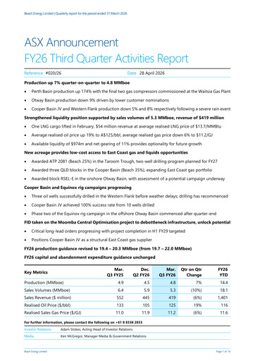 Thumbnail Beach Energy Quarterly Report 2026-q3