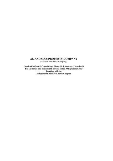 Vorschaubild Alandalus Property Company Quartalsbericht 2025-q3