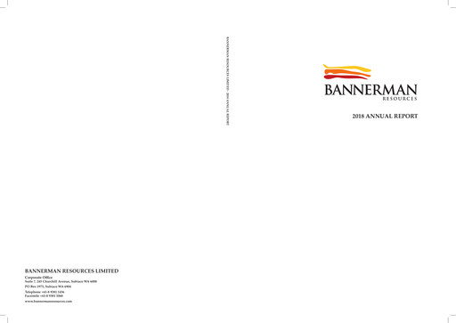 Thumbnail Bannerman Energy Annual Report 2018