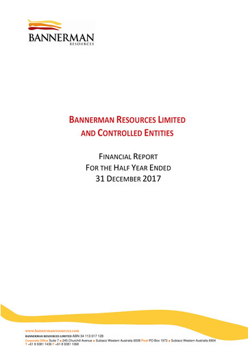 Thumbnail Bannerman Energy Financial Report 2017-h1